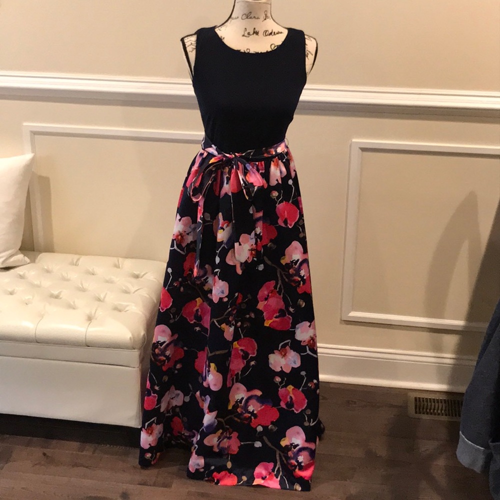 Navy and Pink Floral Gown